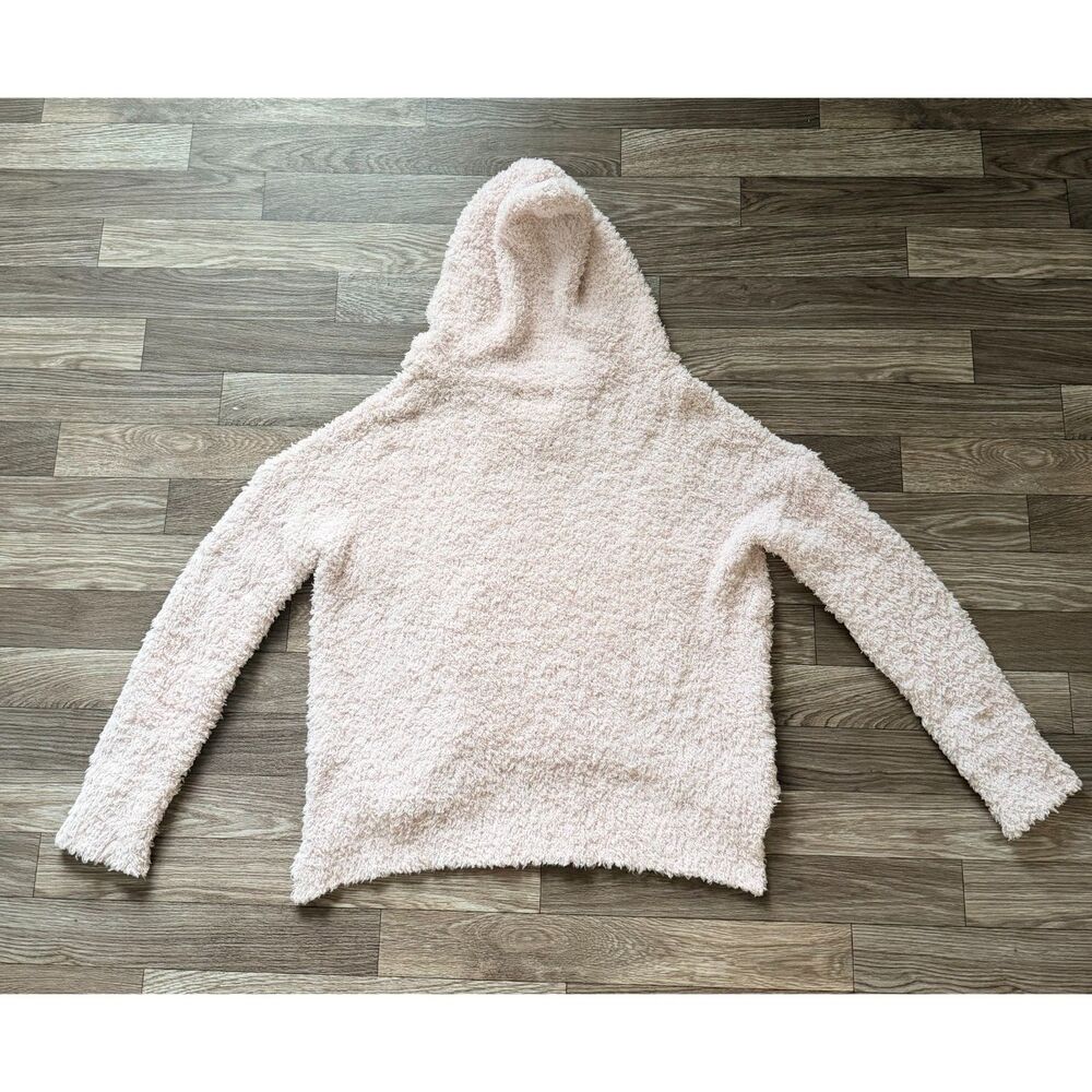 POL Clothing Cream Fuzzy Popcorn Knit Hoodie Sweater Sz S Oversized - Picture 2 of 9